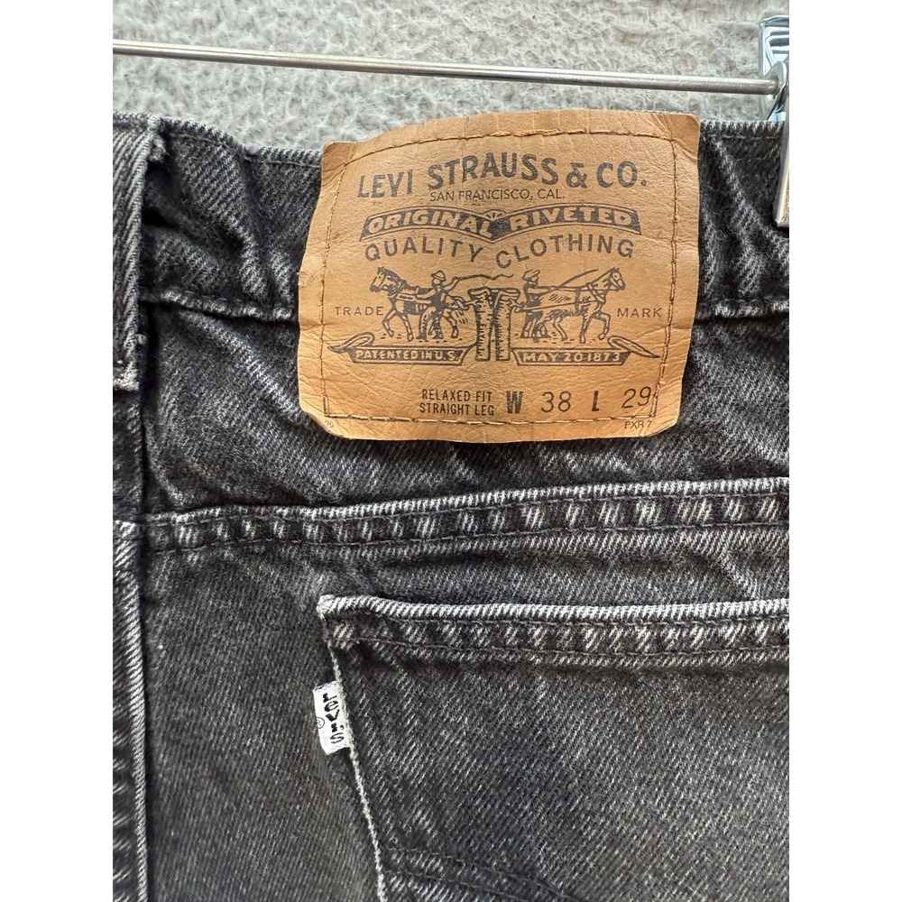 Vintage Levis 553 Jeans Mens 38x29 Black Relaxed White Tab Workwear Grunge 90s - Picture 10 of 13